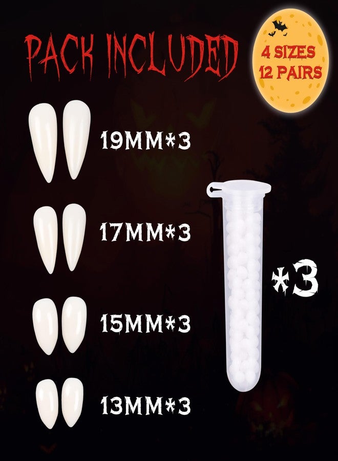 Chambom Halloween Vampire Teeth - 12 Pairs Vampire Fangs, Fake 4 Size Teeth Fangs for Cosplay Party Props Halloween Costumes Accessories Party Favors - Image 2